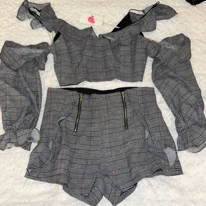 Two Piece Plaid Set